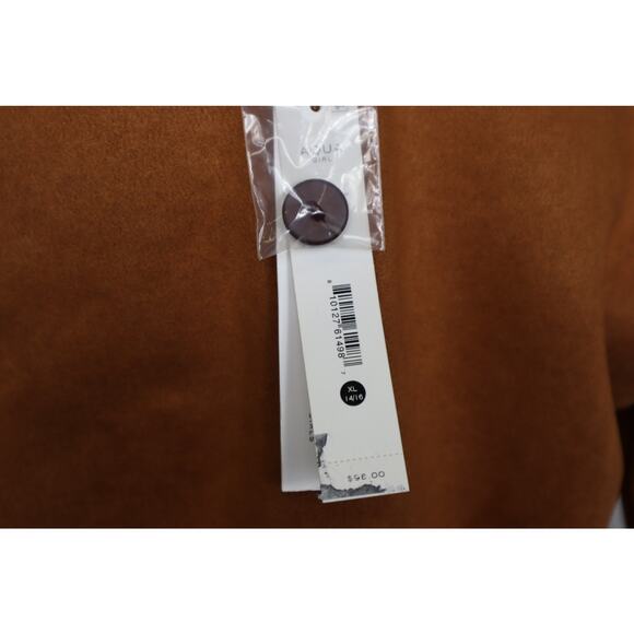 Aqua‎ Girl Fur Lined Light Brown Button Down Jacket Size XL 14/16 - Picture 3 of 4